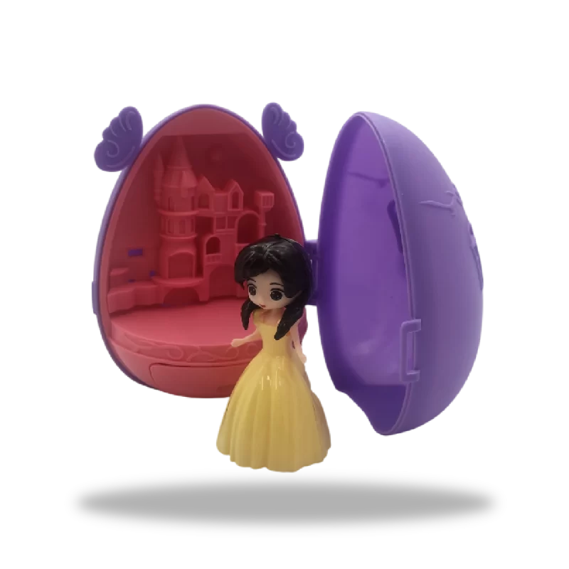Juguete Egg Castle Princess color Morado Modo Abierto con dulces